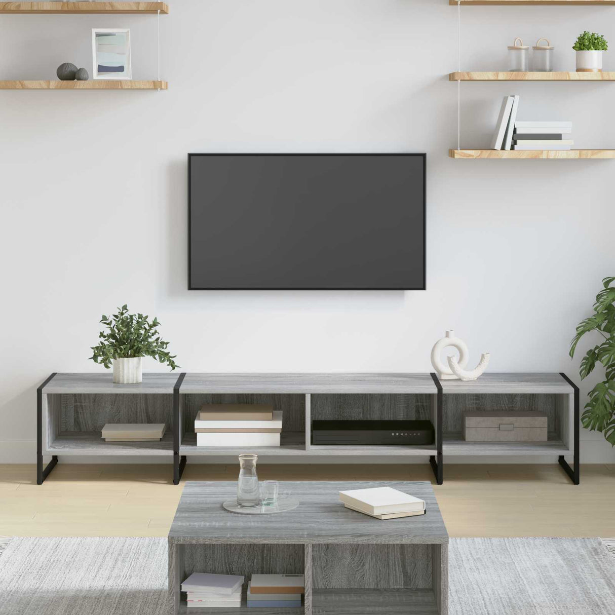 vidaXL TV Kast Zwart Eiken 170.5 x 36 x 30.5 cm Bewerkt hout