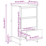 vidaXL Dressoir met lade Zwart Eiken 42 x 36 x 75,5 cm Bewerkt hout