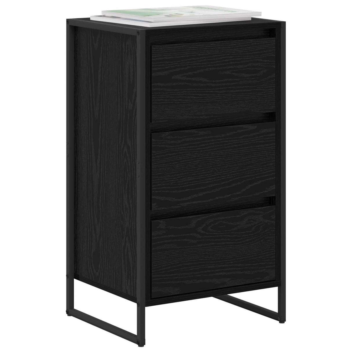 vidaXL Dressoir met lade Zwart Eiken 42 x 36 x 75,5 cm Bewerkt hout