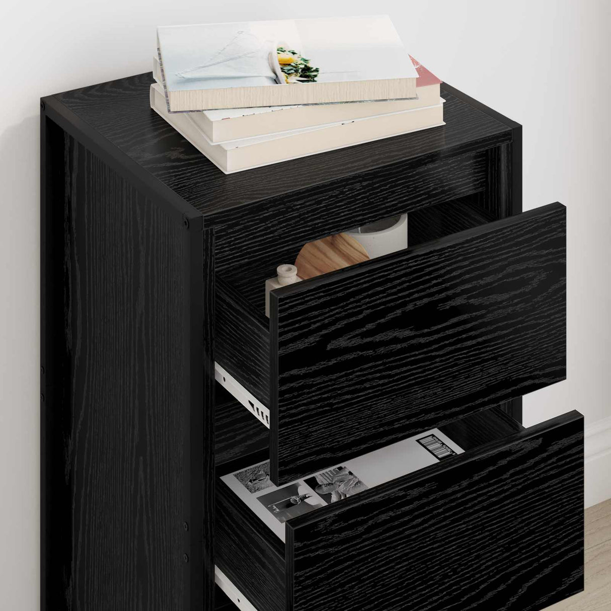 vidaXL Dressoir met lade Zwart Eiken 42 x 36 x 75,5 cm Bewerkt hout