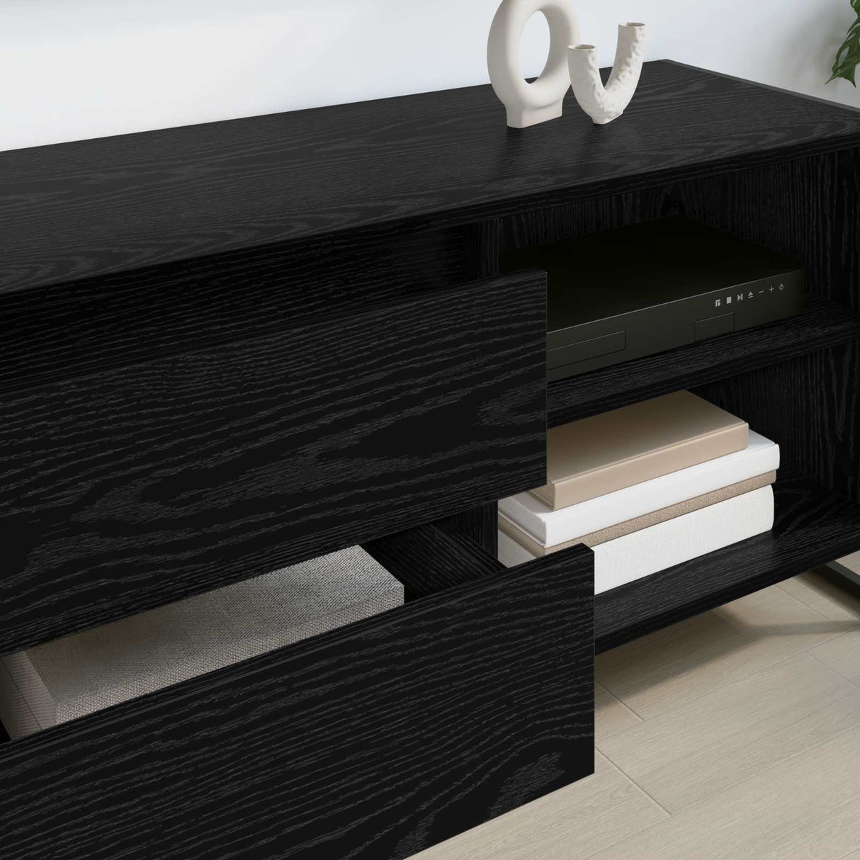vidaXL TV Kast met lade Zwart Eiken 100 x 36 x 49,5 cm Bewerkt hout