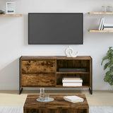 vidaXL TV Kast met lade Zwart Eiken 100 x 36 x 49,5 cm Bewerkt hout