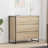 vidaXL Dressoir met lade Zwart Eiken 79 x 36 x 75.5 cm Bewerkt hout