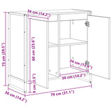 vidaXL Bijzetkast Zwart Eiken 79 x 36 x 75 cm Bewerkt hout