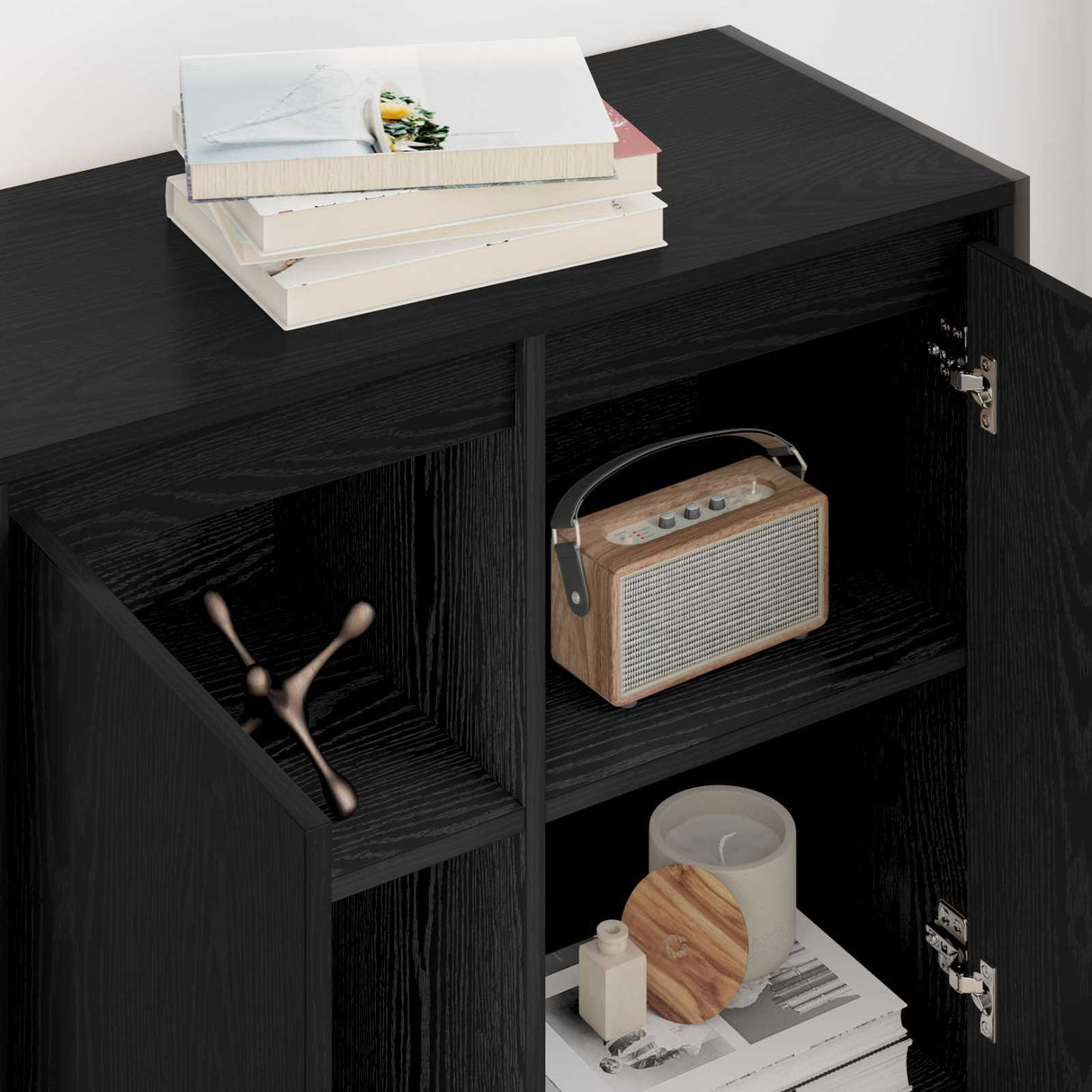 vidaXL Bijzetkast Zwart Eiken 79 x 36 x 75 cm Bewerkt hout