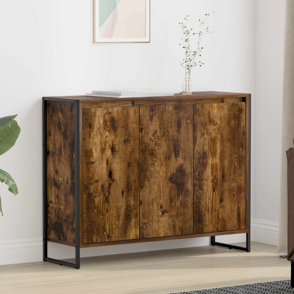 vidaXL Bijzetkast Zwart Eiken 96,5 x 30 x 75 cm Bewerkt hout