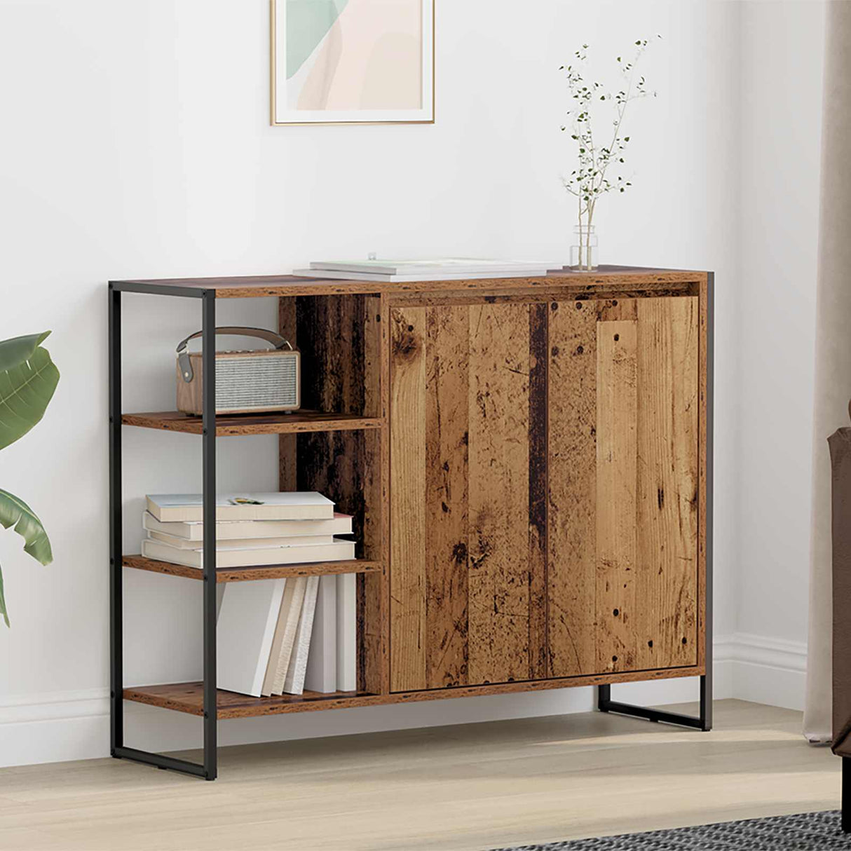 vidaXL Sideboard Black Oak 96.5 x 30 x 75 cm Engineered Wood
