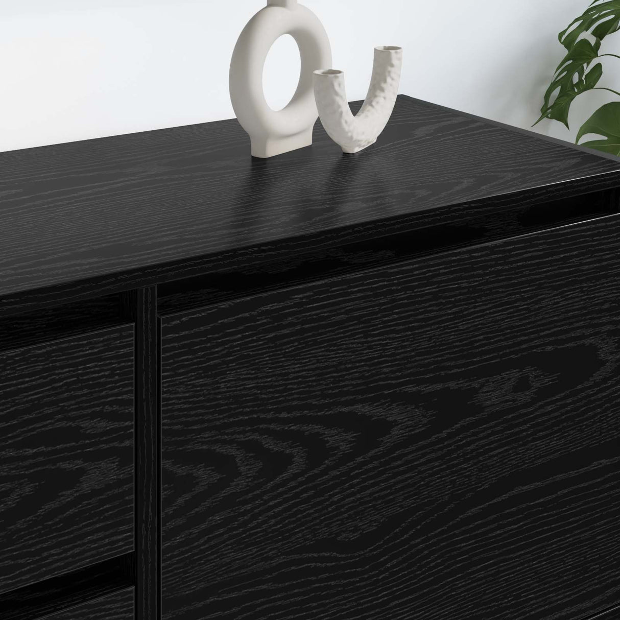 vidaXL TV Kast met lade Zwart Eiken 100 x 36 x 49,5 cm Bewerkt hout