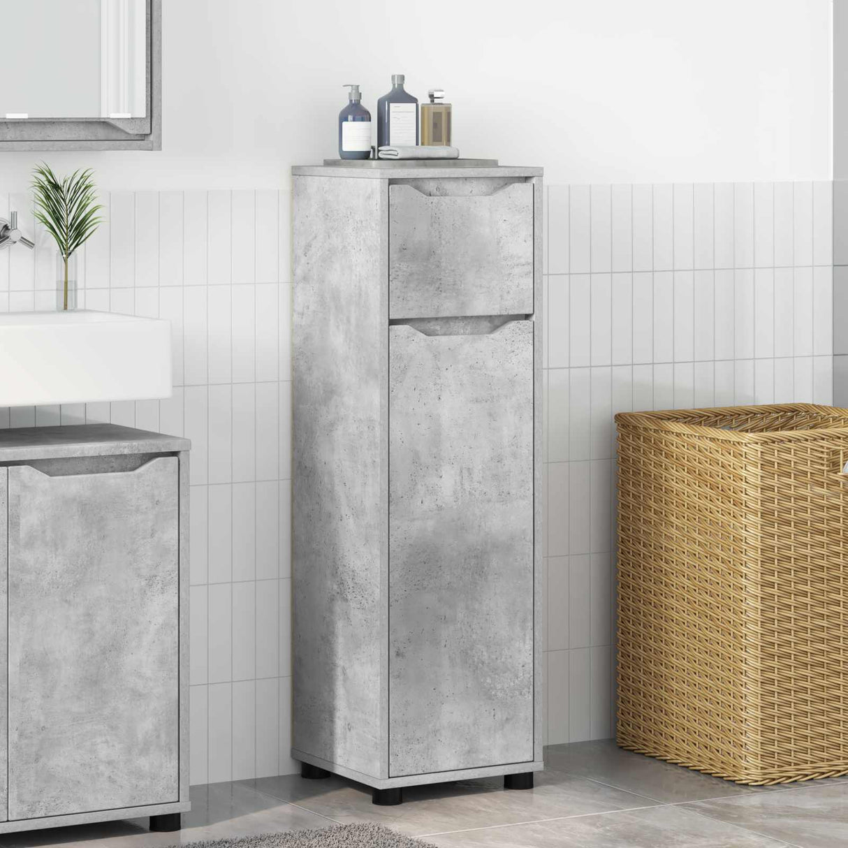 vidaXL Badkamerkast met lade Wit 30,5 x 30 x 101 cm Bewerkt hout
