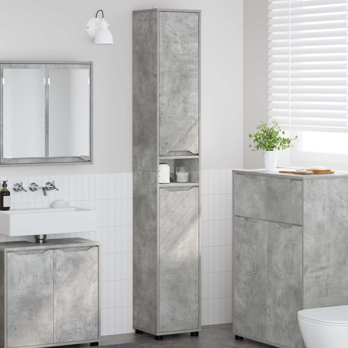 vidaXL Badkamerkast met plank Wit 30,5 x 30 x 195 cm Bewerkt hout