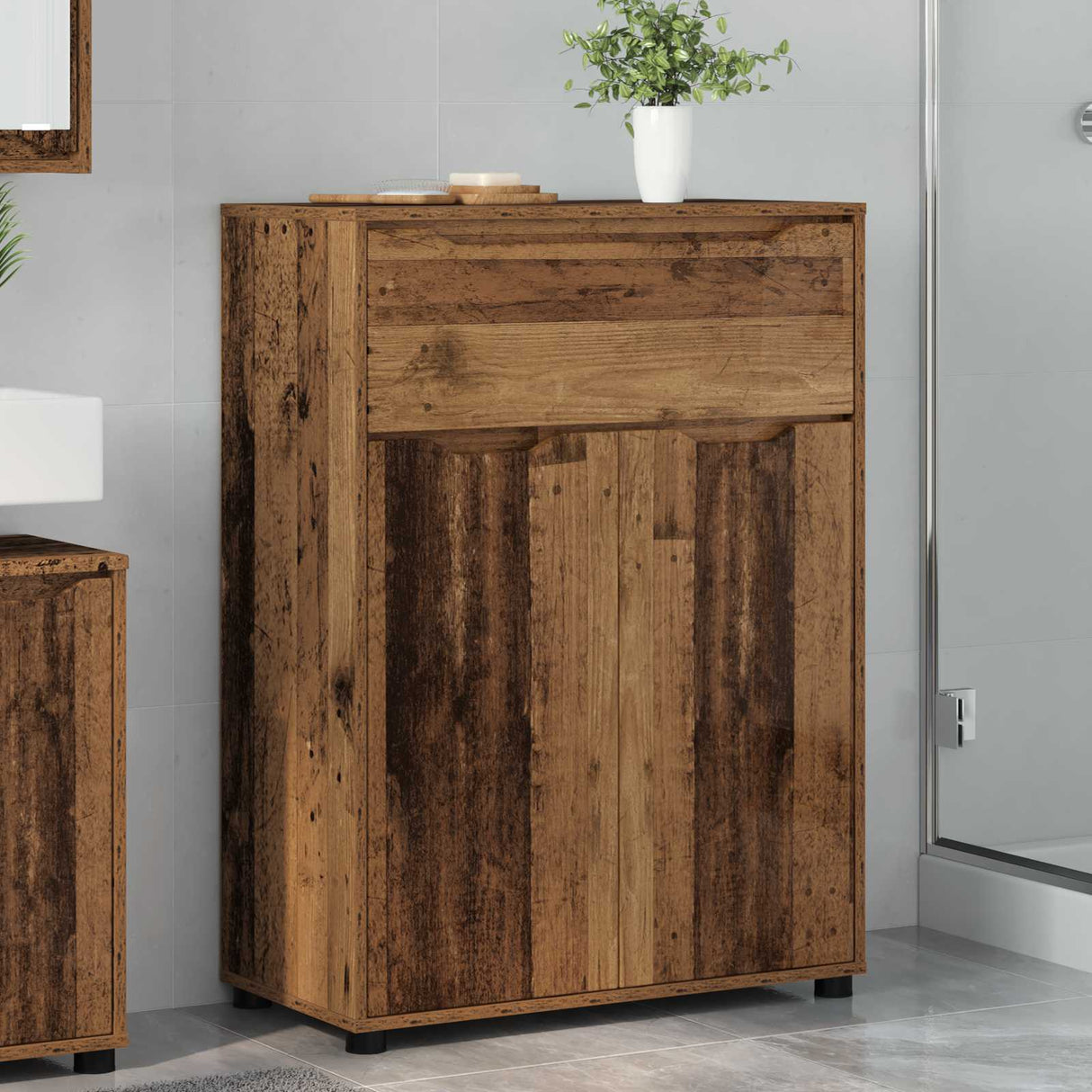 vidaXL Badkamerkast met lade Wit 72,5 x 36,5 x 100 cm Bewerkt hout