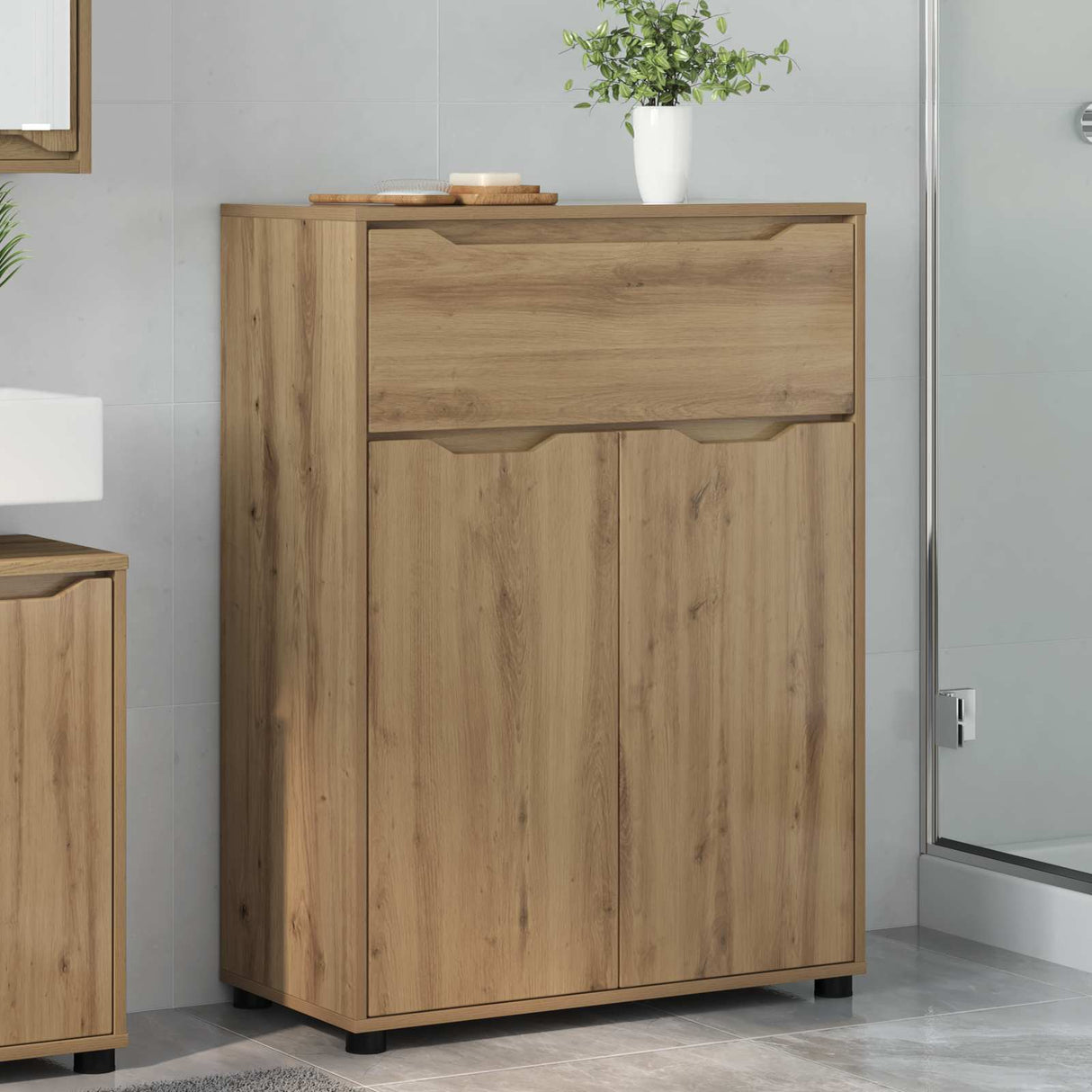 vidaXL Badkamerkast met lade Wit 72,5 x 36,5 x 100 cm Bewerkt hout