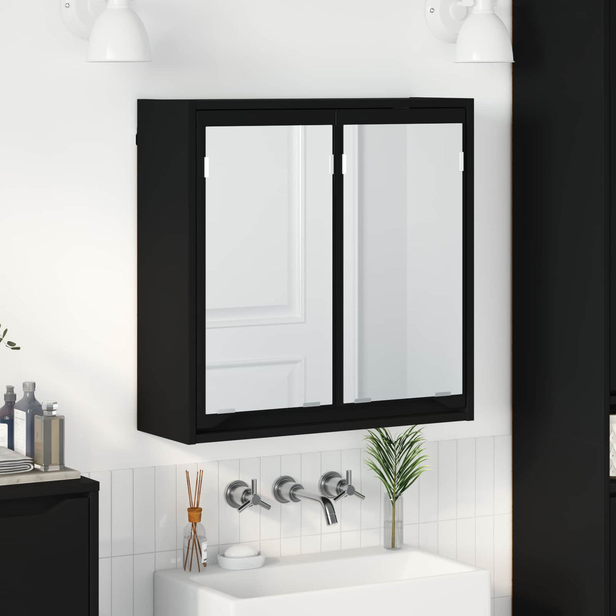 vidaXL Bathroom Mirror Cabinet with Shelf White 60x20x60 cm Engineered Wood