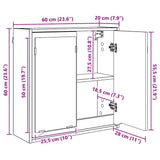 vidaXL Bathroom Mirror Cabinet with Shelf White 60x20x60 cm Engineered Wood