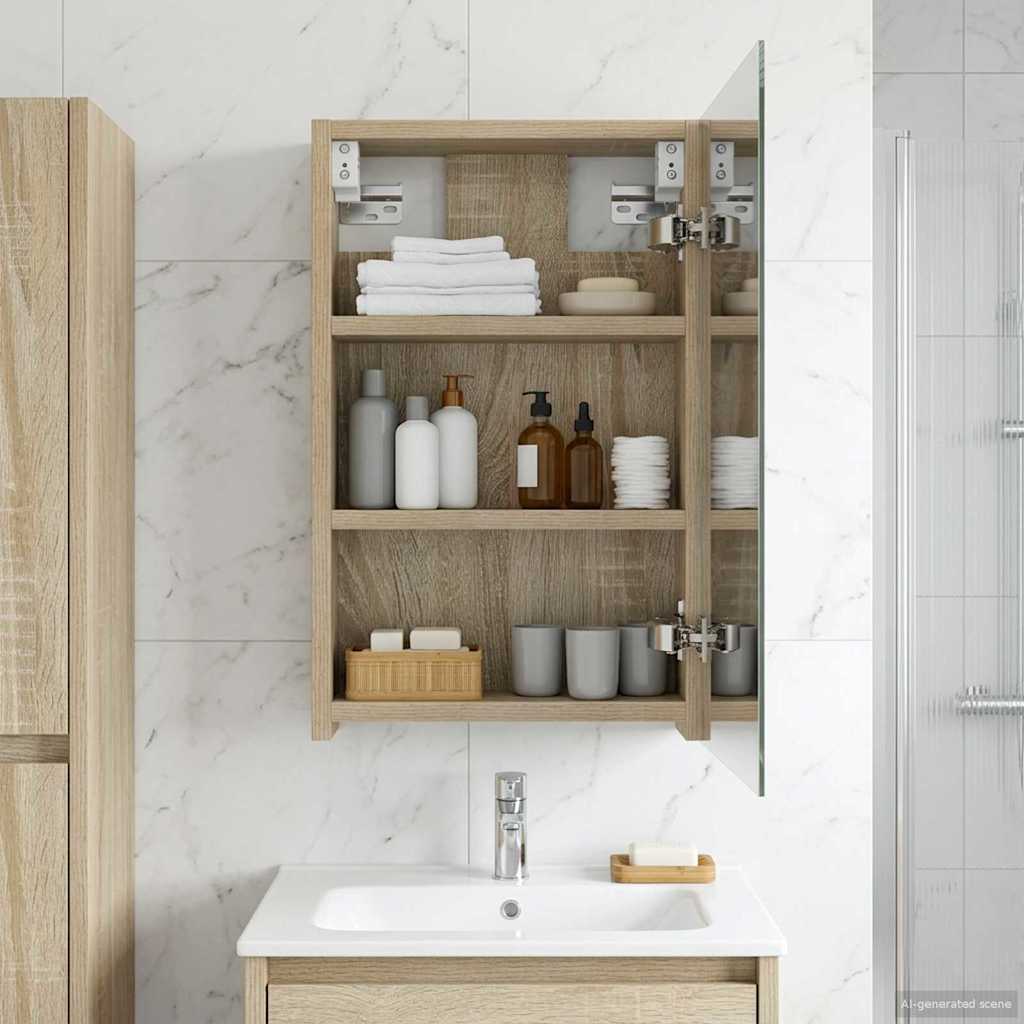 vidaXL Badkamerspiegelkast Wit 30 x 10,5 x 50 cm Bewerkt hout