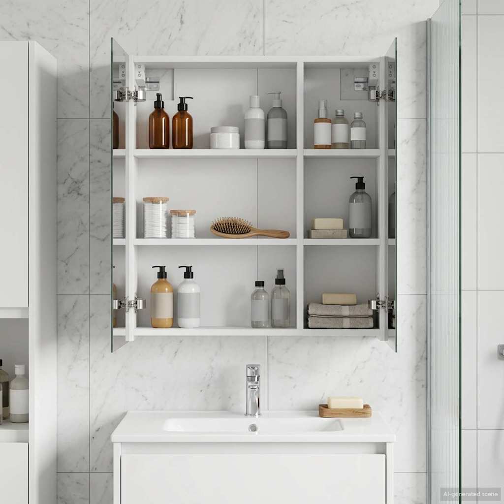 vidaXL Bathroom Mirror Cabinet White 60 x 14.5 x 70 cm Engineered Wood