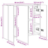 vidaXL Badkamerspiegelkast voor Wit 60 x 14,5 x 50 cm Bewerkt hout
