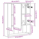vidaXL Bathroom Mirror Cabinet White 60x14.5x70 cm Engineered Wood
