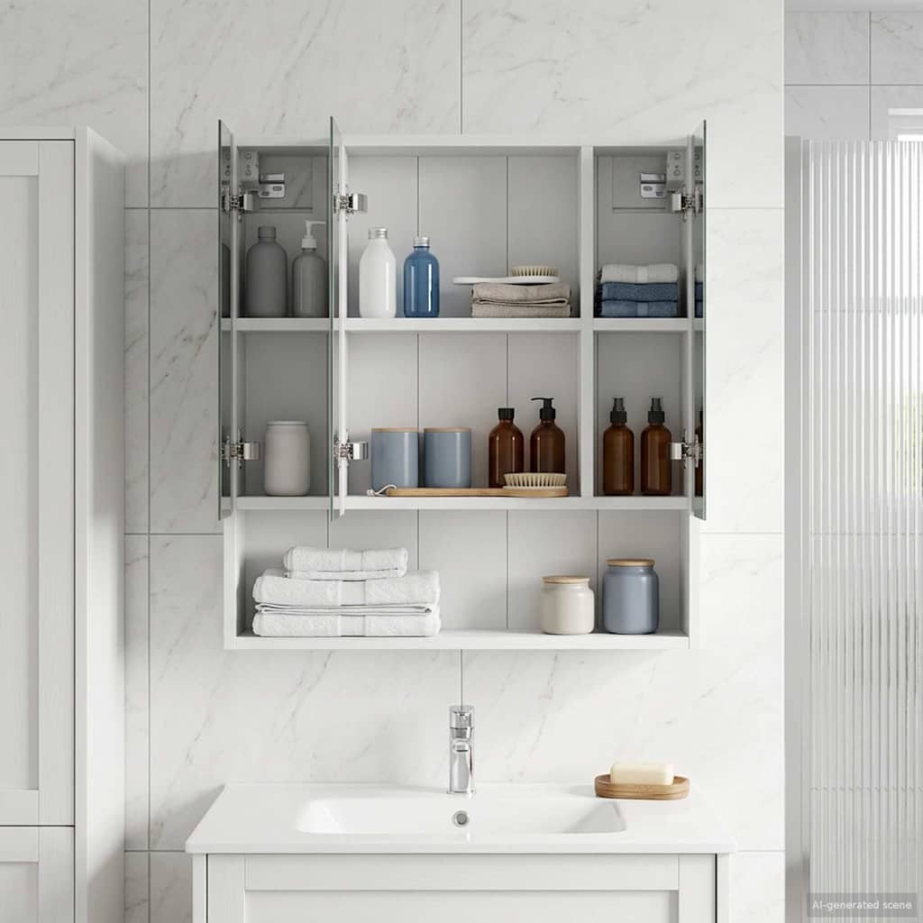 vidaXL Bathroom Mirror Cabinet White 60x14.5x70 cm Engineered Wood