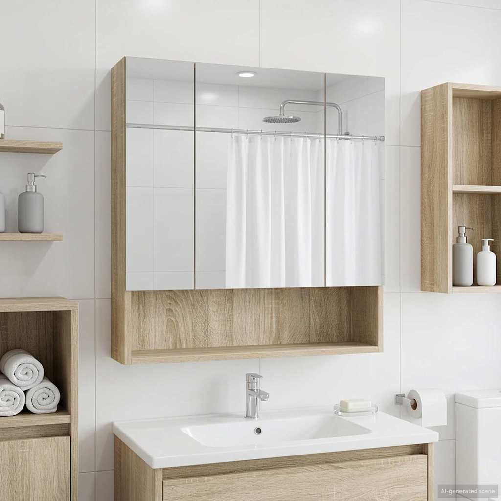 vidaXL Bathroom Mirror Cabinet White 60x14.5x70 cm Engineered Wood