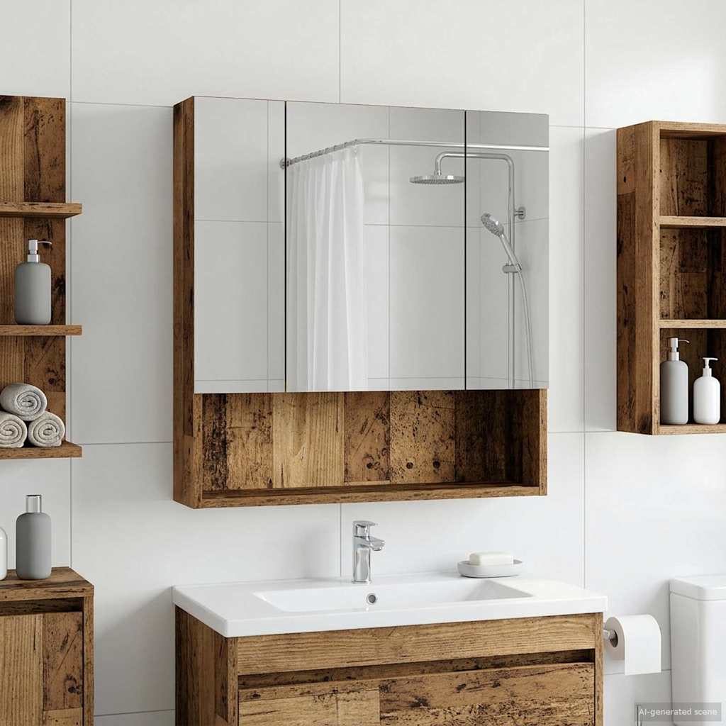vidaXL Bathroom Mirror Cabinet White 60x14.5x70 cm Engineered Wood