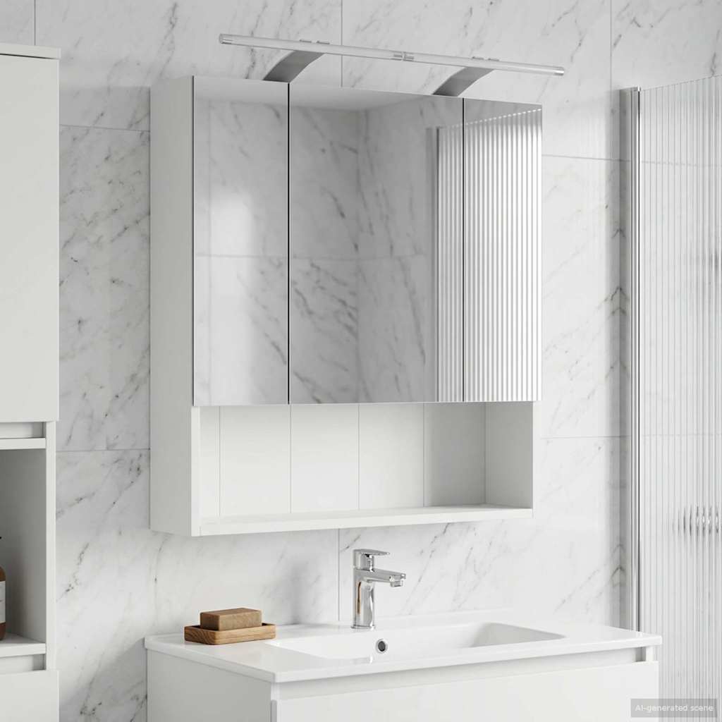 vidaXL Bathroom Mirror Cabinet White 60x14.5x70 cm Engineered Wood