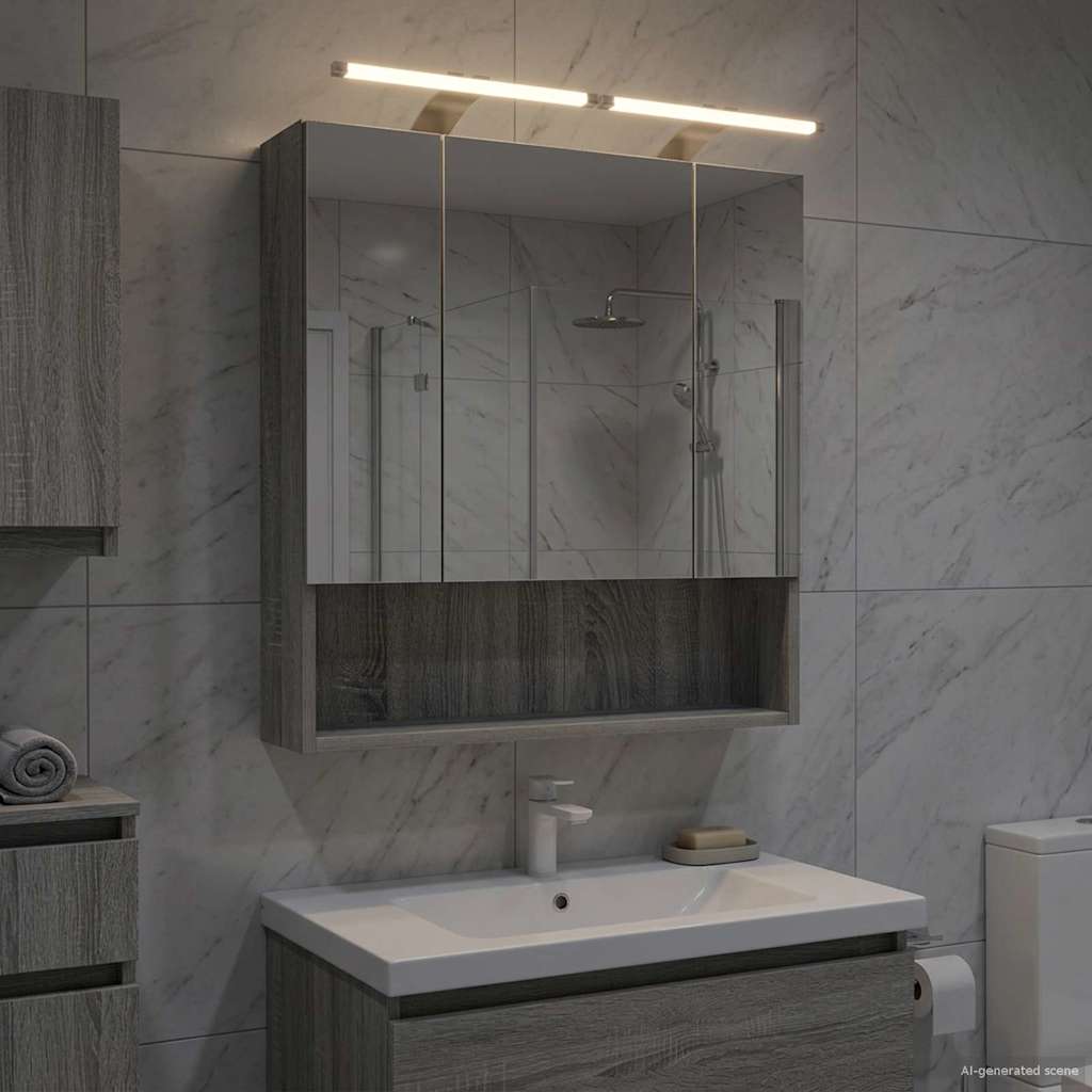 vidaXL Bathroom Mirror Cabinet White 60x14.5x70 cm Engineered Wood