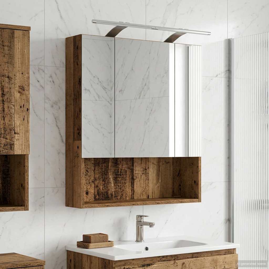 vidaXL Bathroom Mirror Cabinet White 60x14.5x70 cm Engineered Wood