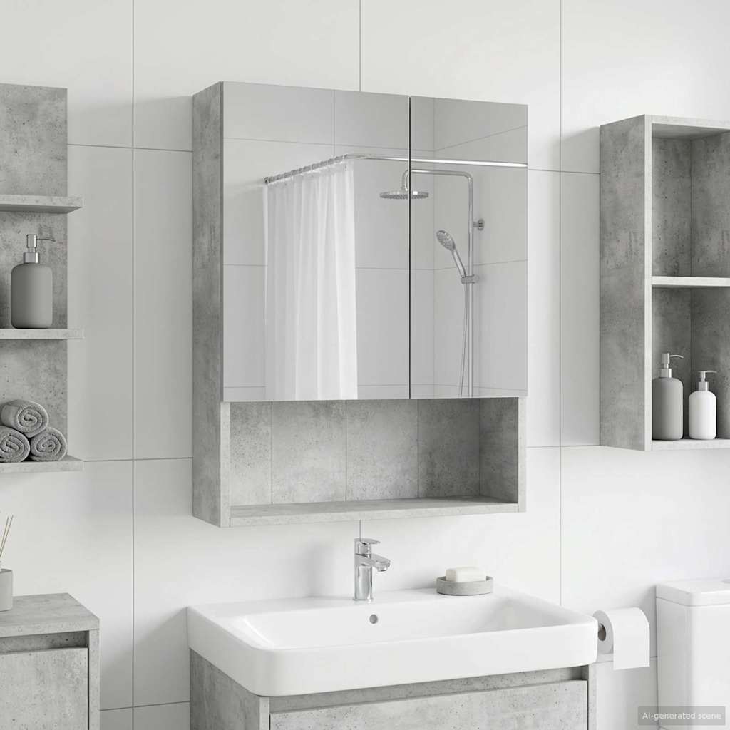 vidaXL Bathroom Mirror Cabinet White 60x14.5x70 cm Engineered Wood