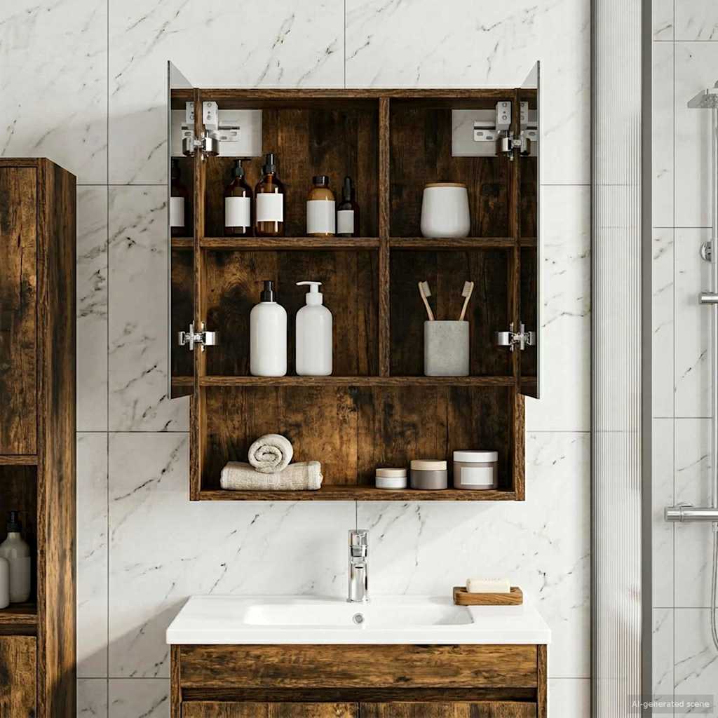 vidaXL Bathroom Mirror Cabinet White 60x14.5x70 cm Engineered Wood