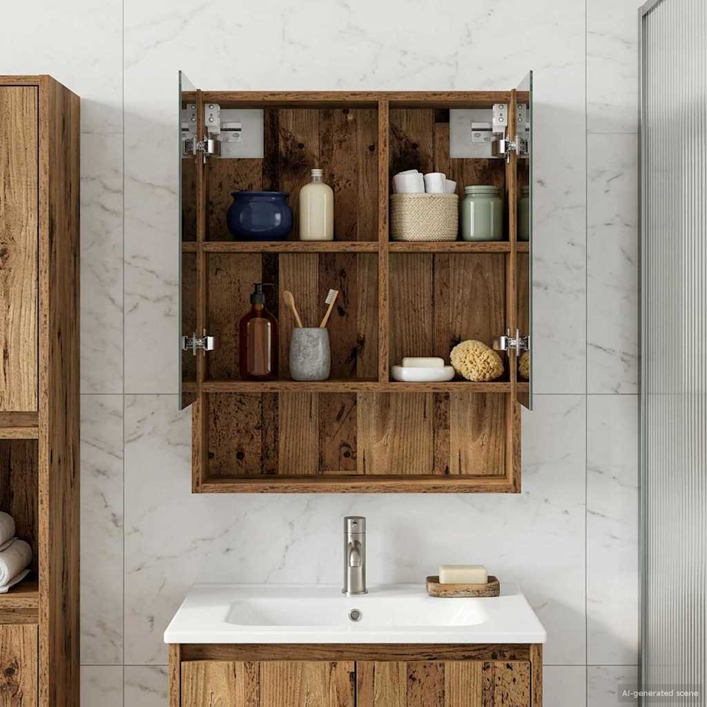 vidaXL Bathroom Mirror Cabinet White 60x14.5x70 cm Engineered Wood