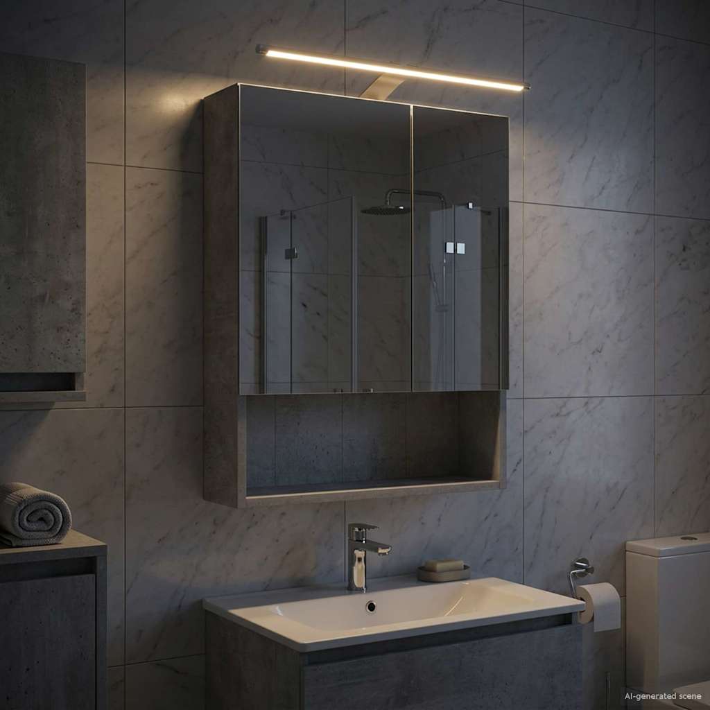 vidaXL Bathroom Mirror Cabinet White 60x14.5x70 cm Engineered Wood