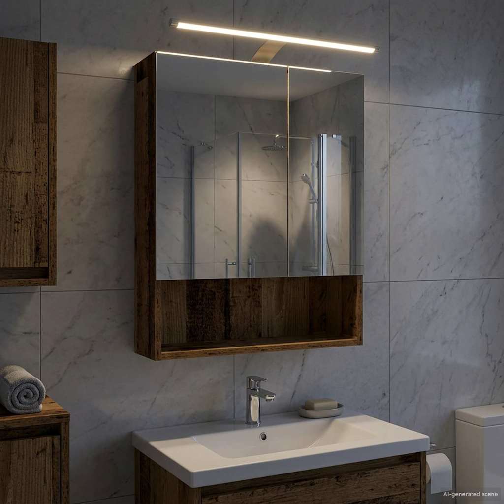 vidaXL Bathroom Mirror Cabinet White 60x14.5x70 cm Engineered Wood
