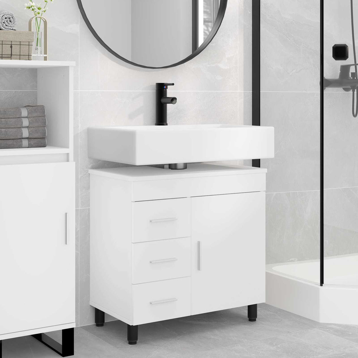 vidaXL Bathroom Vanity Unit White 60 x 35 x 60 cm Engineered Wood