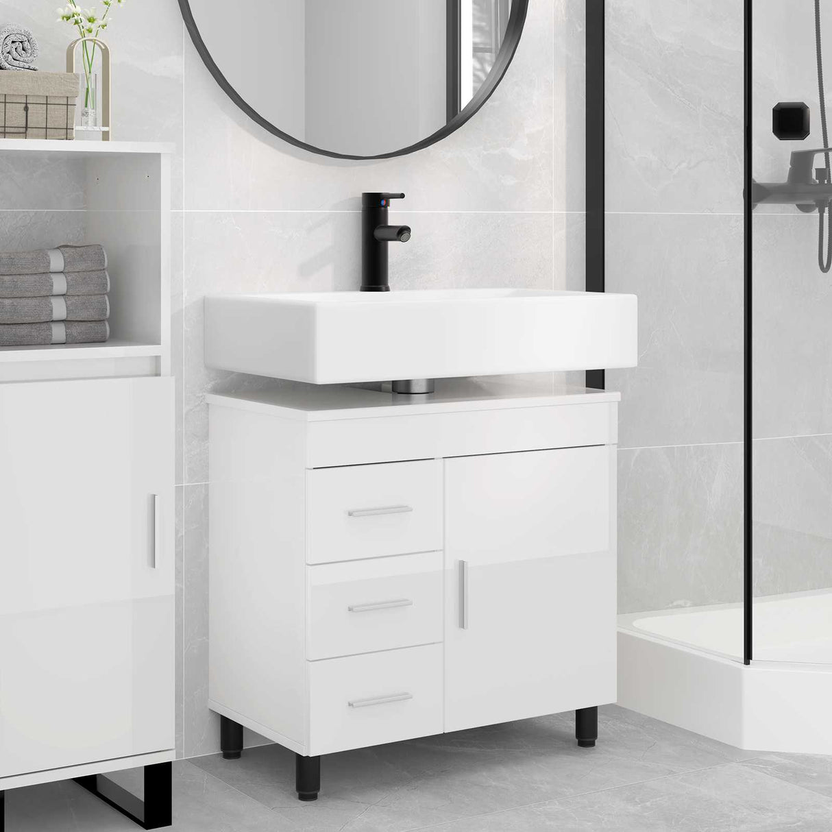 vidaXL Bathroom Vanity Unit White 60 x 35 x 60 cm Engineered Wood