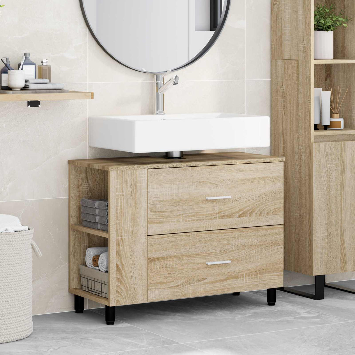 vidaXL Badkamer vaniteitsunit Wit 80 x 35 x 60 cm Bewerkt hout