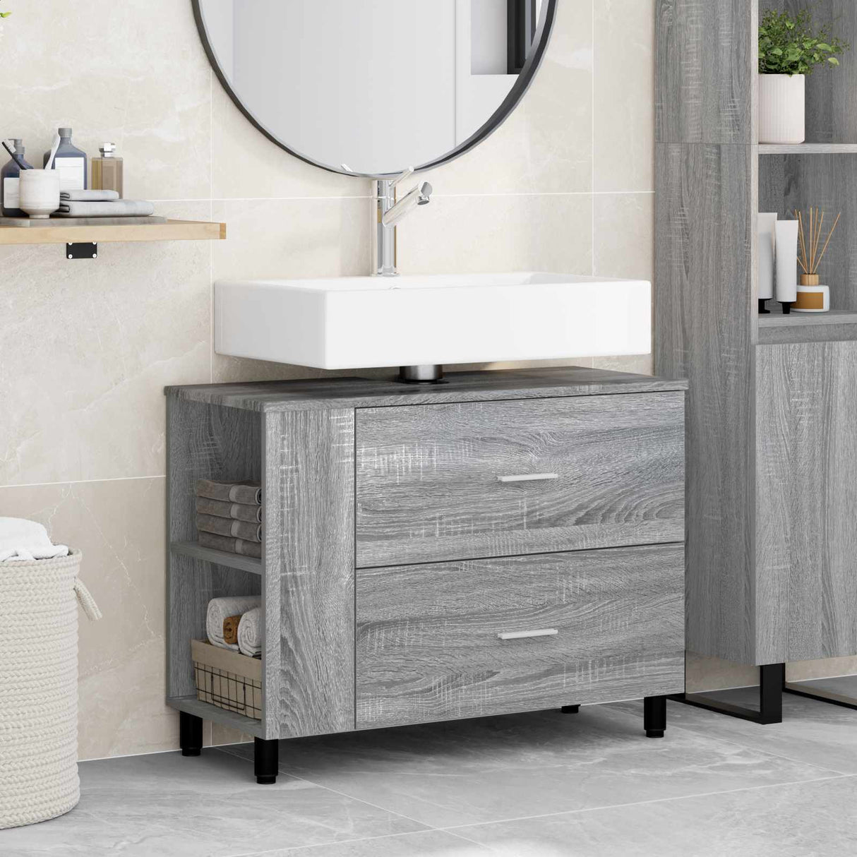 vidaXL Badkamer vaniteitsunit Wit 80 x 35 x 60 cm Bewerkt hout