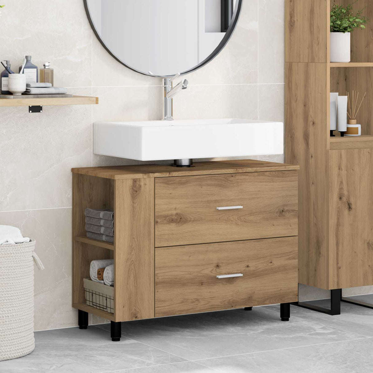 vidaXL Badkamer vaniteitsunit Wit 80 x 35 x 60 cm Bewerkt hout