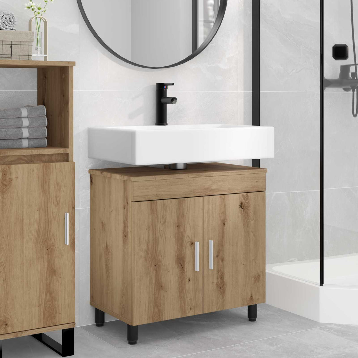 vidaXL Badkamer vaniteitsunit Wit 60 x 35 x 60 cm Bewerkt hout