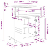 vidaXL Badkamer vaniteitsunit Wit 60 x 35 x 80 cm Bewerkt hout