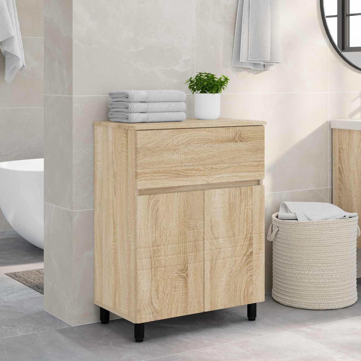 vidaXL Badkamer vaniteitsunit Wit 60 x 35 x 80 cm Bewerkt hout