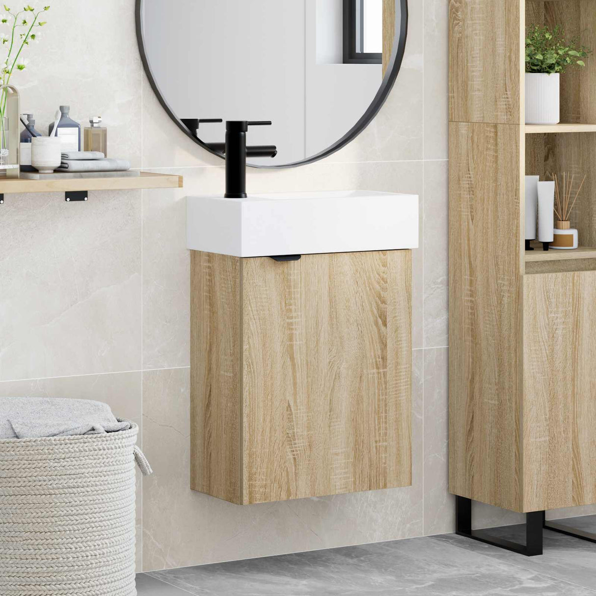 vidaXL Badkamermeubel met kraan Wit 45,5 x 22,5 x 84 cm