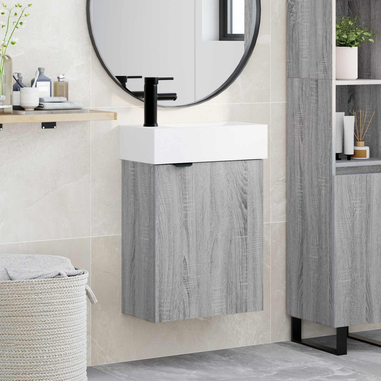 vidaXL Badkamermeubel met kraan Wit 45,5 x 22,5 x 84 cm
