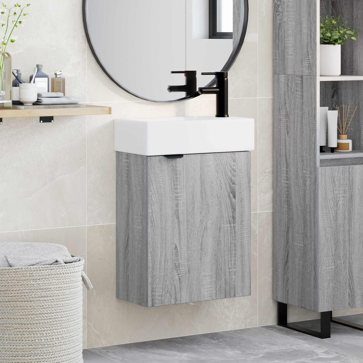 vidaXL Badkamermeubel met kraan Wit 45,5 x 22,5 x 84 cm