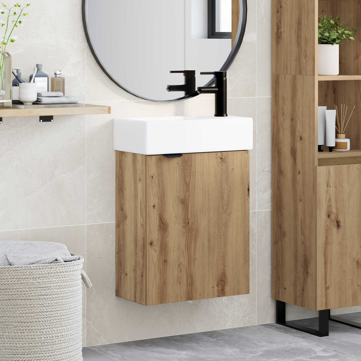vidaXL Badkamermeubel met kraan Wit 45,5 x 22,5 x 84 cm