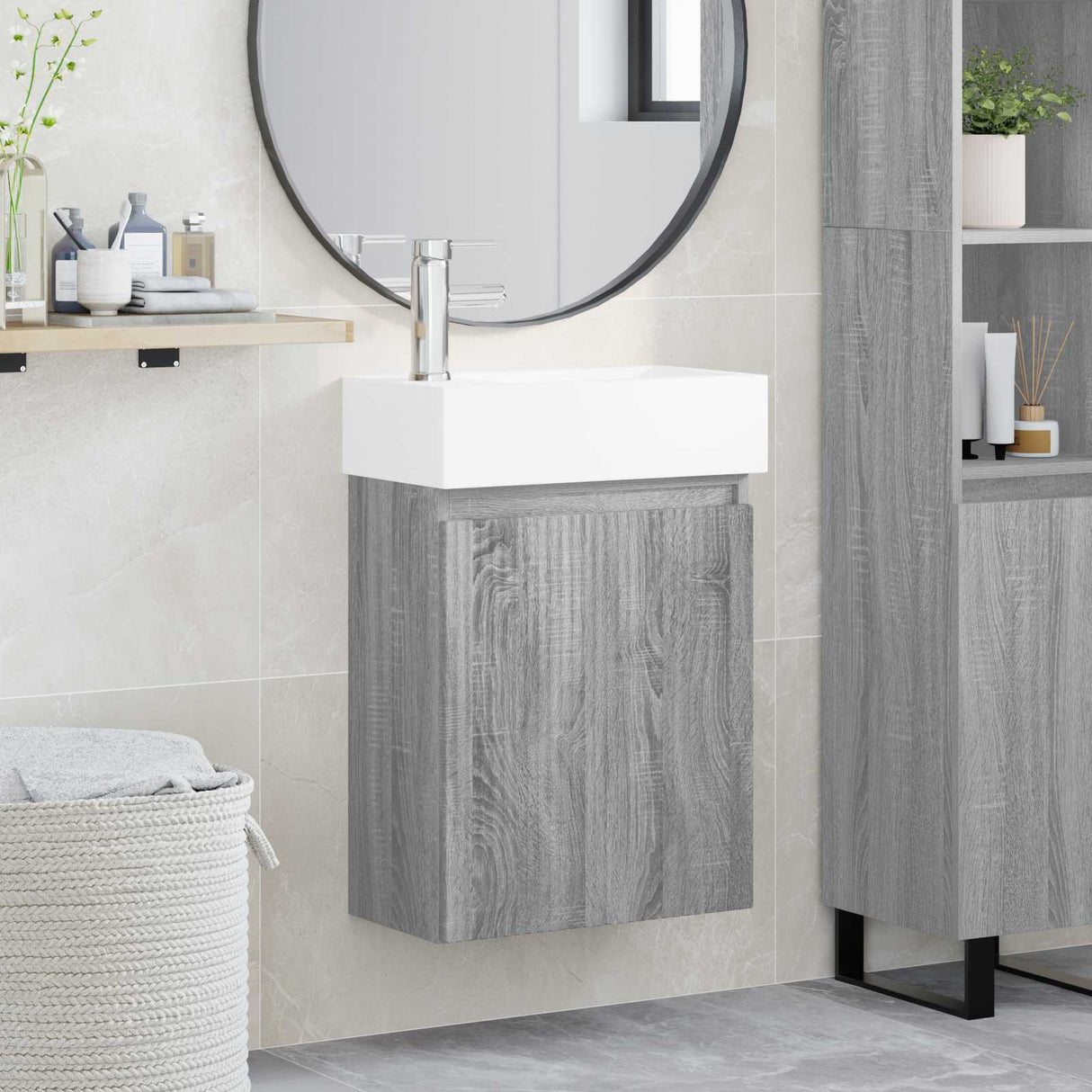 vidaXL Bathroom Cabinet with Faucet White 45.5 x 22.5 x 84 cm