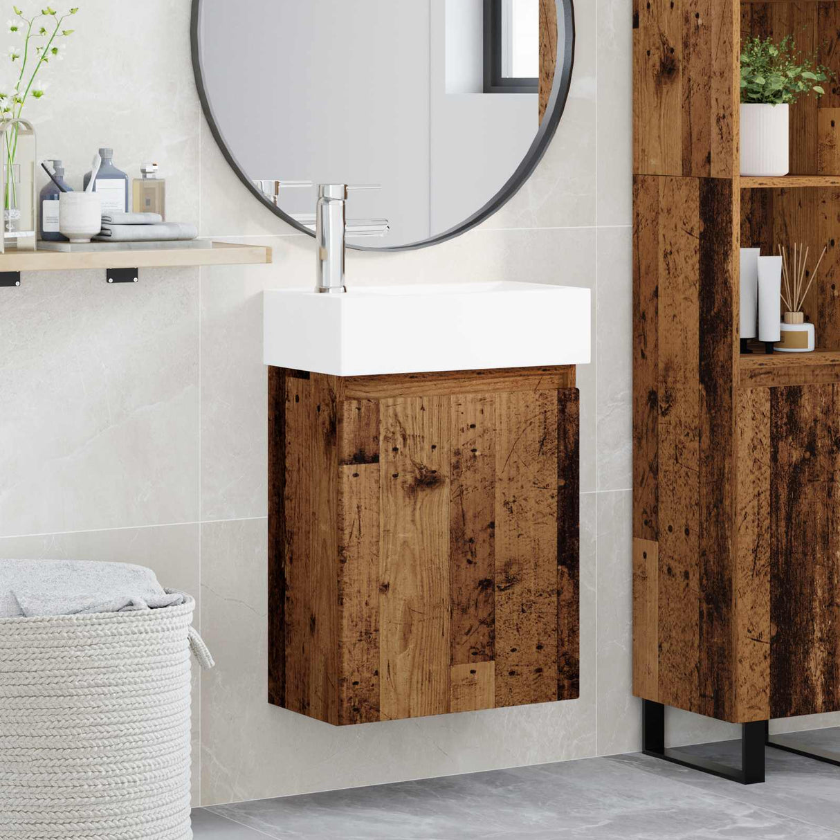 vidaXL Bathroom Cabinet with Faucet White 45.5 x 22.5 x 84 cm