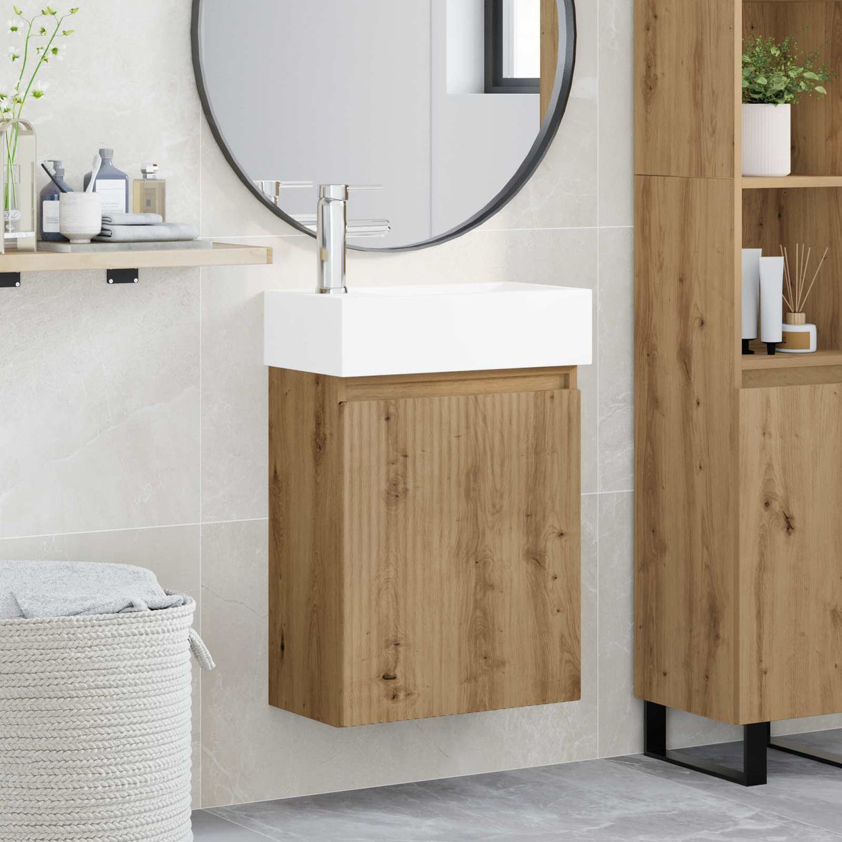 vidaXL Bathroom Cabinet with Faucet White 45.5 x 22.5 x 84 cm