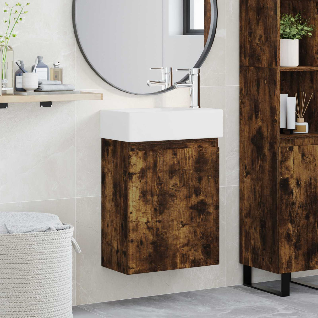 vidaXL Bathroom Cabinet with Faucet White 45.5 x 22.5 x 84 cm