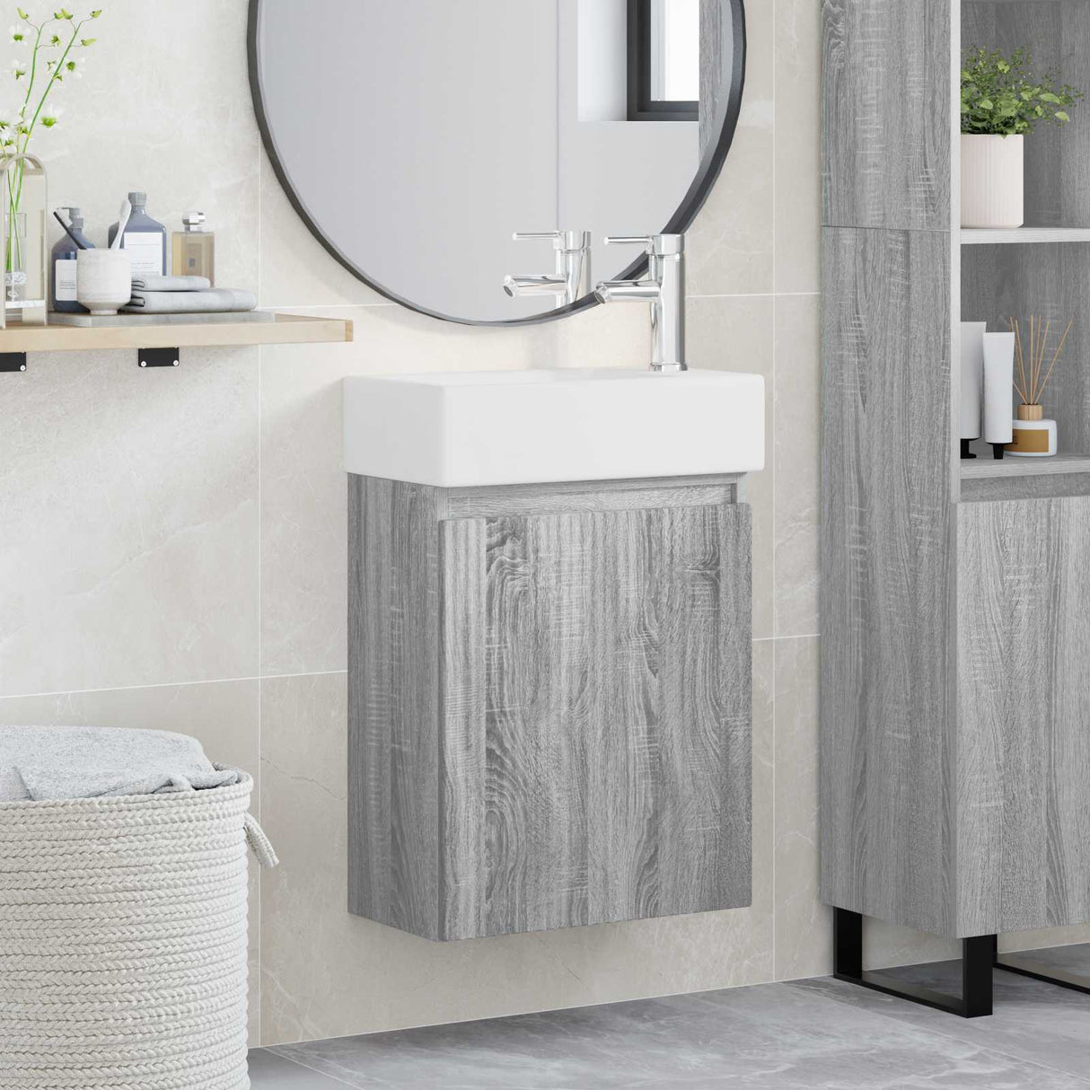 vidaXL Bathroom Cabinet with Faucet White 45.5 x 22.5 x 84 cm
